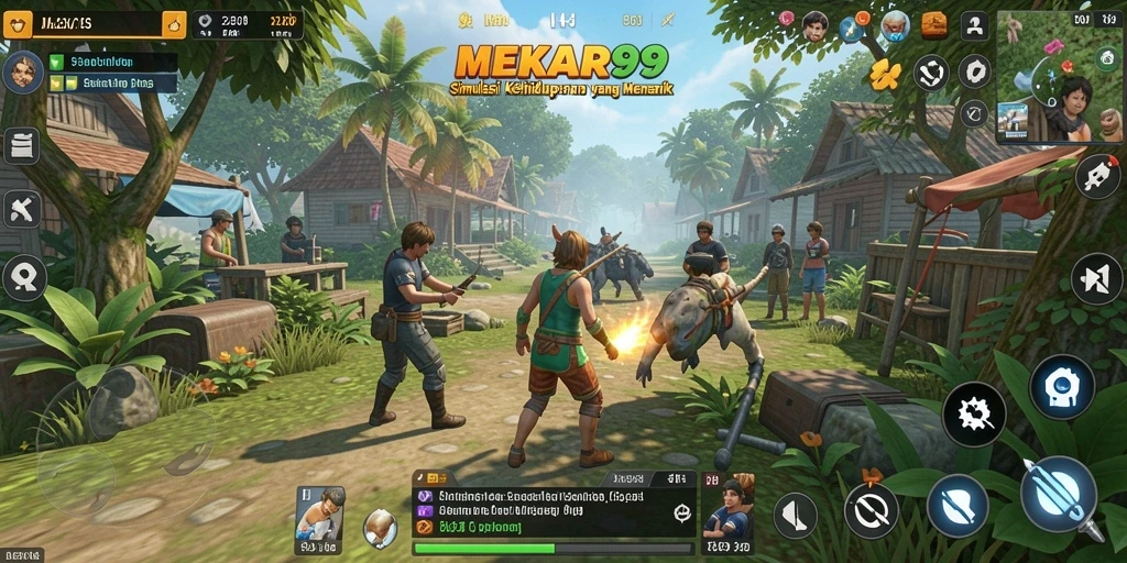 Tangkapan layar gameplay MEKAR99 dengan interaksi karakter yang hidup.