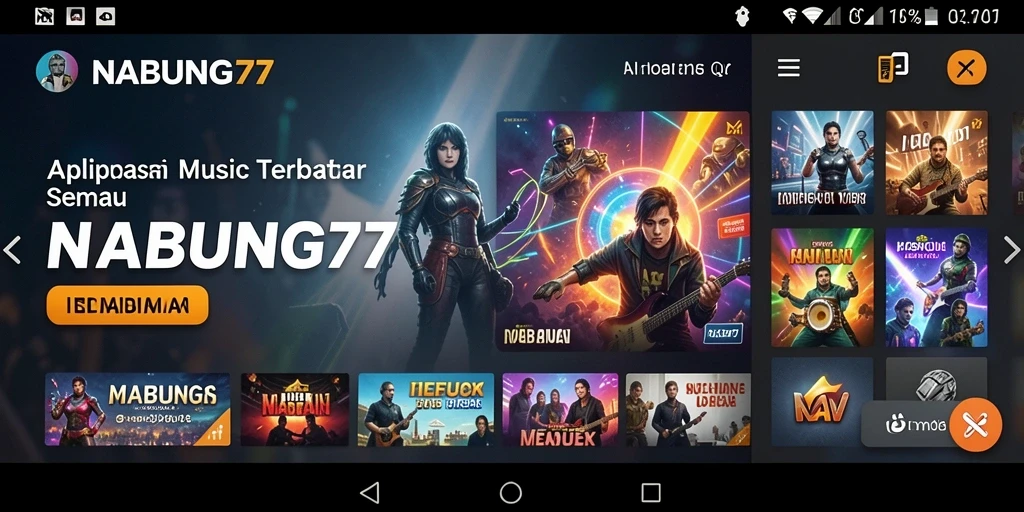 Screenshot gameplay NABUNG77 menampilkan fitur musik interaktif.