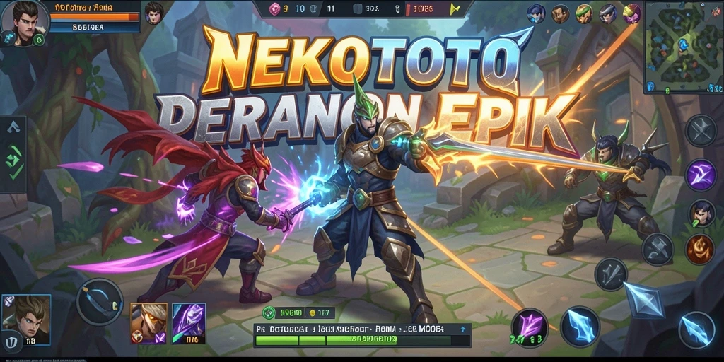 Screenshot gameplay NEKOTOTO menampilkan aksi seru dalam pertempuran tim.