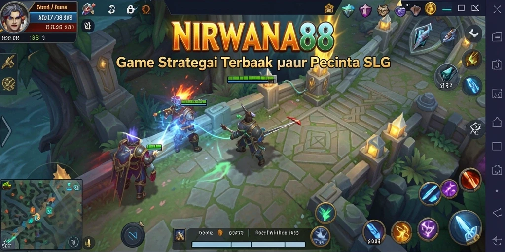 Screenshot gameplay NIRWANA88 yang menunjukkan aksi pertempuran strategis.