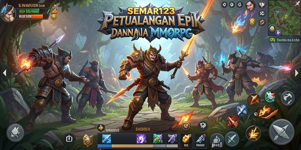 Tampilan aksi seru dalam game SEMAR123 yang menggambarkan petualangan MMORPG.