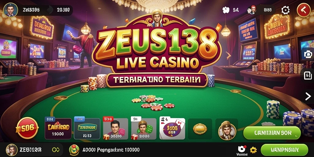 Gameplay ZEUS138 menampilkan dealer langsung dan permainan seru.